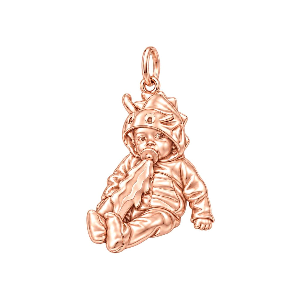 Little Dragon Baby Charm Bracelet – Personalized Mom Gift – rose gold charm, front view