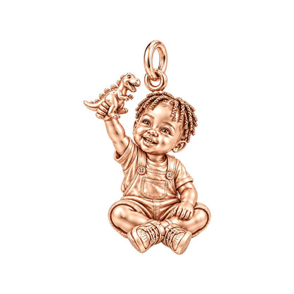 Little Dreamer Charm Bracelet – Personalized Black Mom Gift – rose gold charm, front view