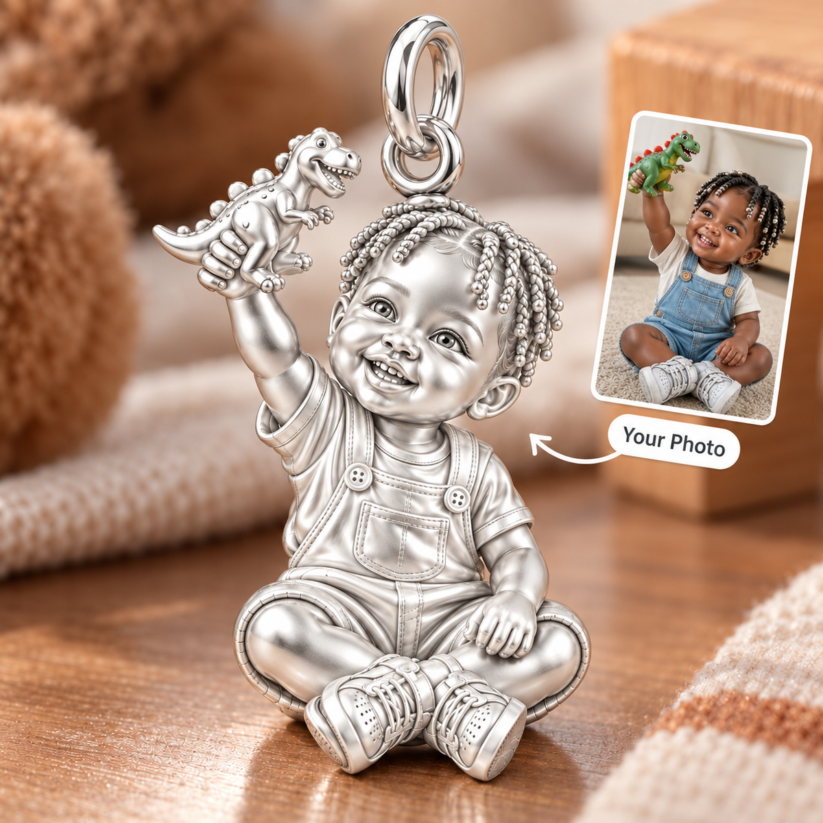 Little Dreamer Charm Bracelet – Personalized Black Mom Gift – macro detail of the charm