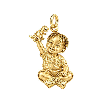 Little Dreamer Charm Bracelet – Personalized Black Mom Gift – 18K gold charm, front view