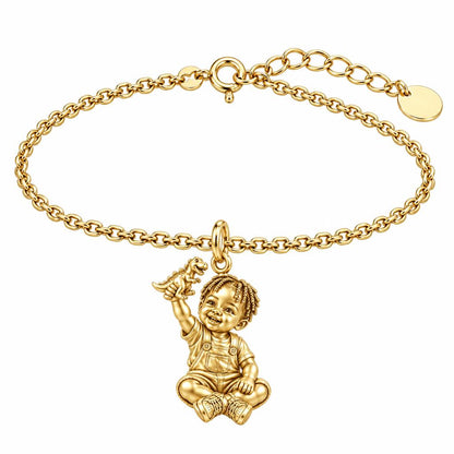 Little Dreamer Dinosaur Play Charm Bracelet Set – 18K gold, front view