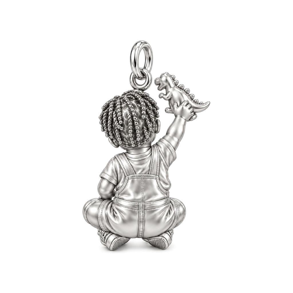 Little Dreamer Dinosaur Play Charm Necklace Set – back of the charm, engraving area