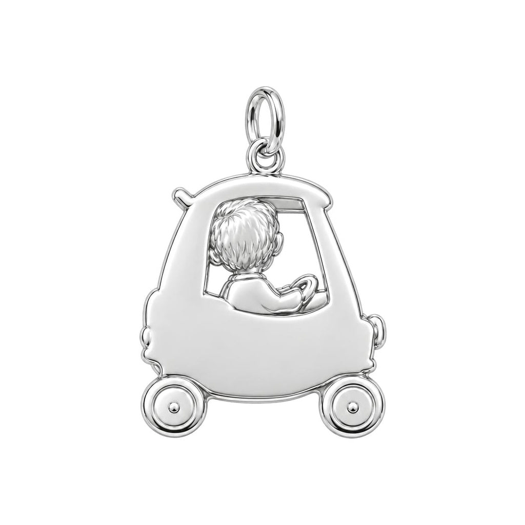 Little Driver Toy Car Charm Bracelet – Personalized Dad Gift – back of the charm, engraving area