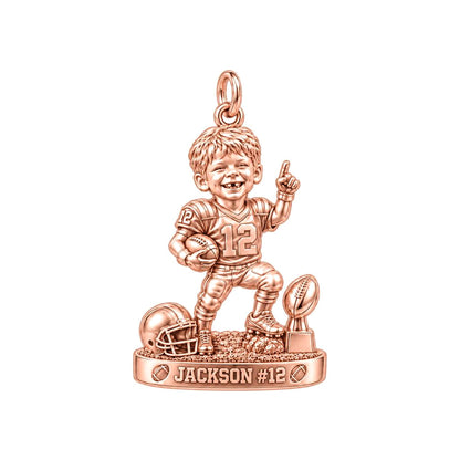 Little Football MVP Charm Bracelet – Personalized Mom Gift – rose gold 2 cm charm, front view