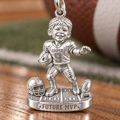 Little Football Star Charm Bracelet – Personalized Mom Gift – macro detail of the charm