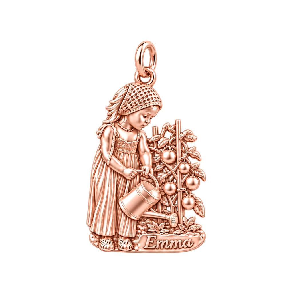 Little Gardener Charm Bracelet – Personalized Baby Gift – rose gold charm, front view
