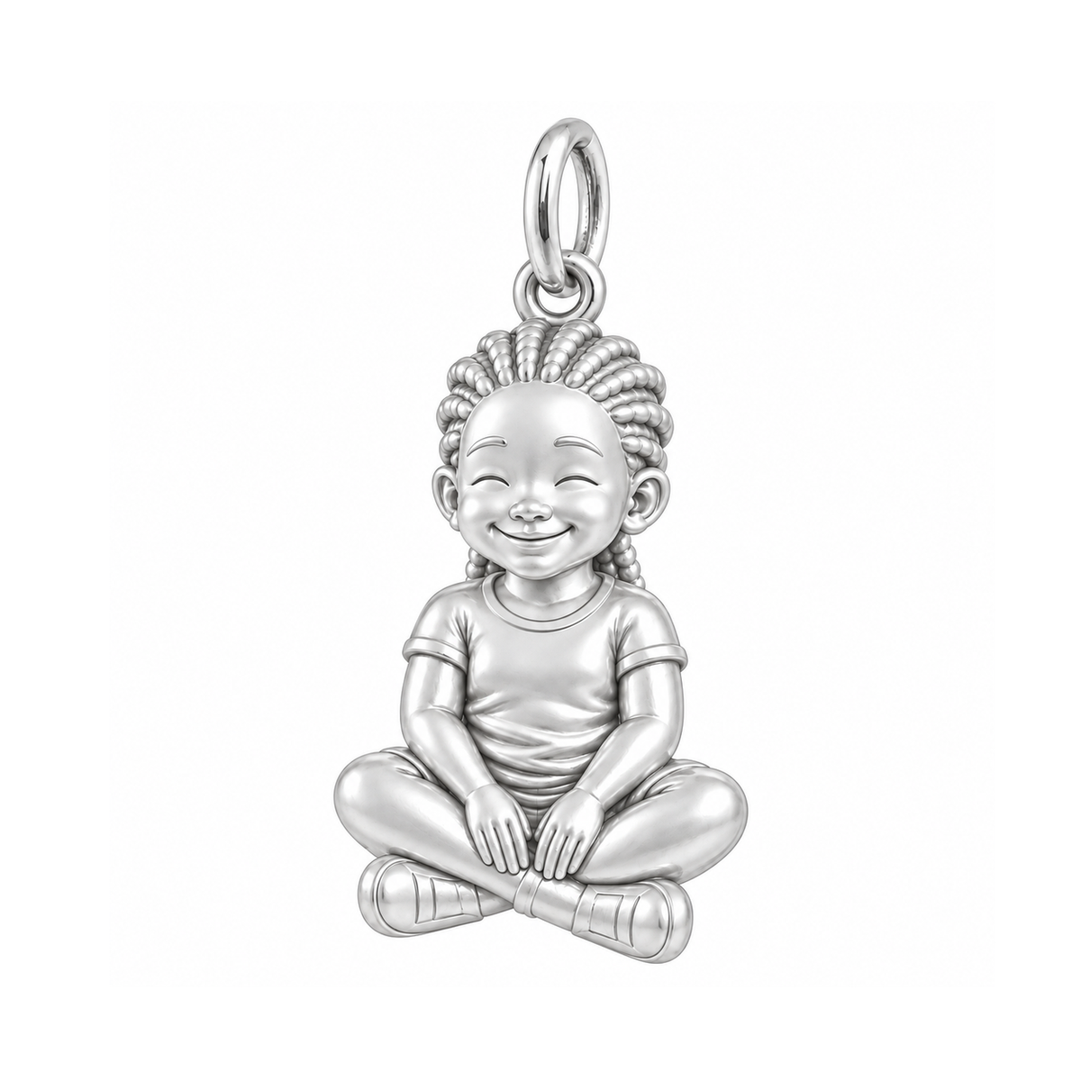 Curvy / Cornrows / Silver — Little Girl Charm | little-girl-charm-2026-09-13