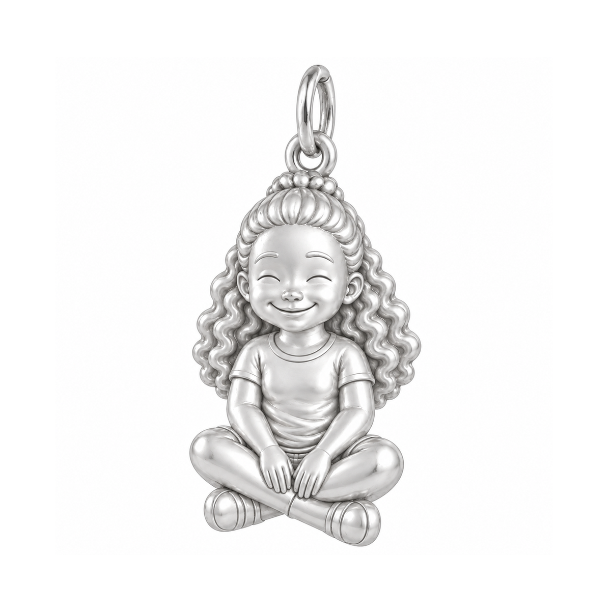 Curvy / Half-Up Curls / Silver — Little Girl Charm | little-girl-charm-2026-09-13