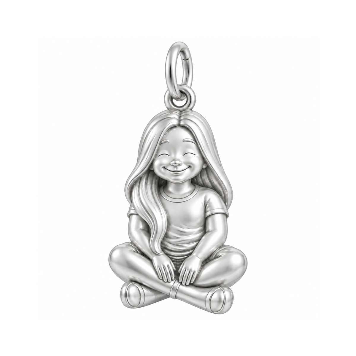 Curvy / Long Sleek Hair / Silver — Little Girl Charm | little-girl-charm-2026-09-13
