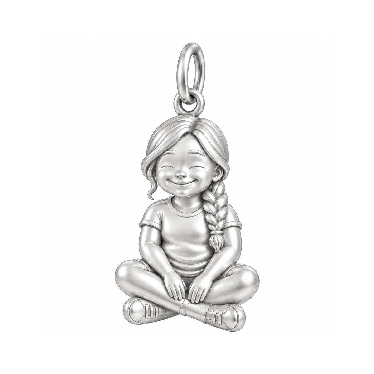 Curvy / Side Braid / Silver — Little Girl Charm | little-girl-charm-2026-09-13
