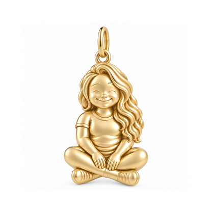 Curvy / Side-Swept Waves / Gold — Little Girl Charm | little-girl-charm-2026-09-13