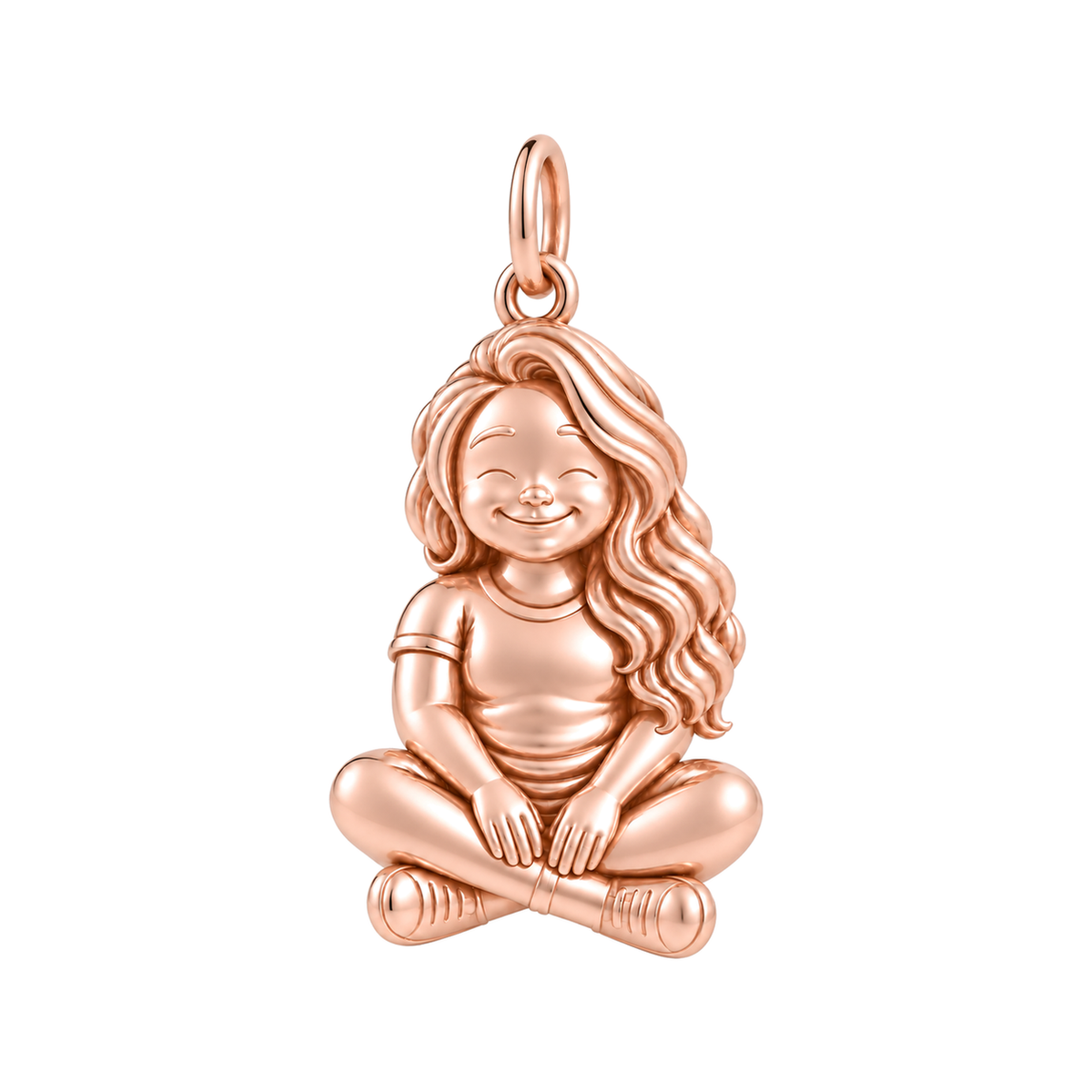 Curvy / Side-Swept Waves / Rose Gold — Little Girl Charm | little-girl-charm-2026-09-13