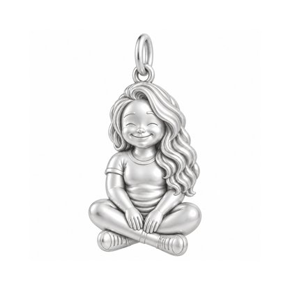 Curvy / Side-Swept Waves / Silver — Little Girl Charm | little-girl-charm-2026-09-13