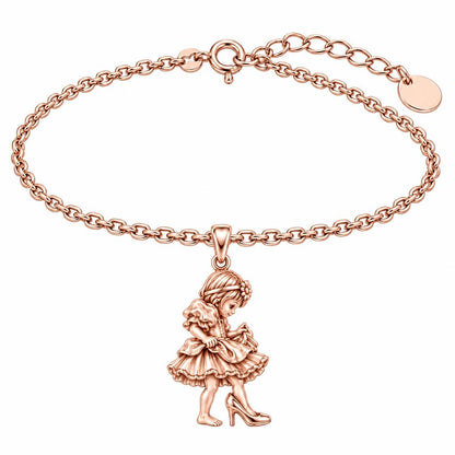 Little Girl in Mommy's Shoes Charm Bracelet Set – rose gold, front view