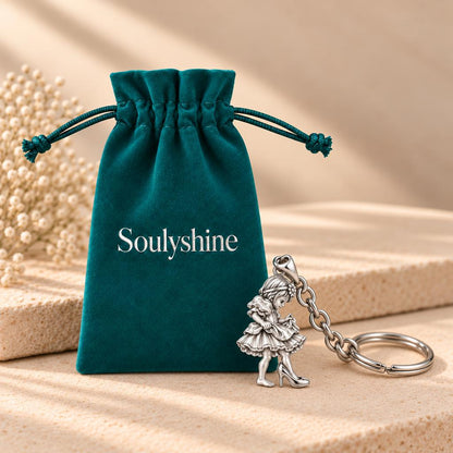 Little Girl in Mommy's Shoes Charm Keychain – Soulyshine velvet gift pouch