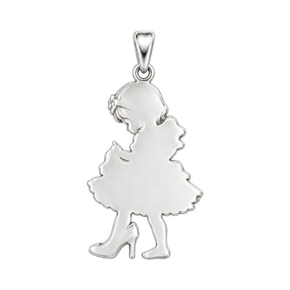 Little Girl in Mommy's Shoes Charm Necklace Set – back of the charm, engraving area