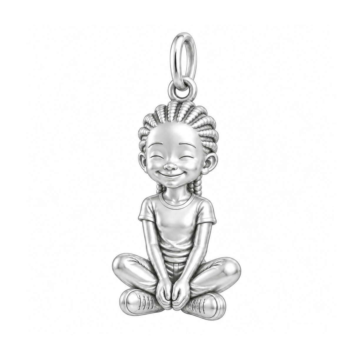Slim / Cornrows / Silver — Little Girl Charm | little-girl-charm-2026-09-13
