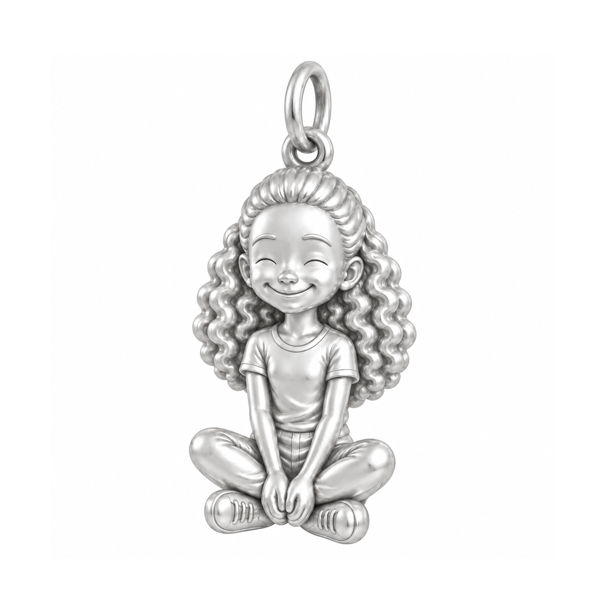 Slim / Half-Up Curls / Silver — Little Girl Charm | little-girl-charm-2026-09-13