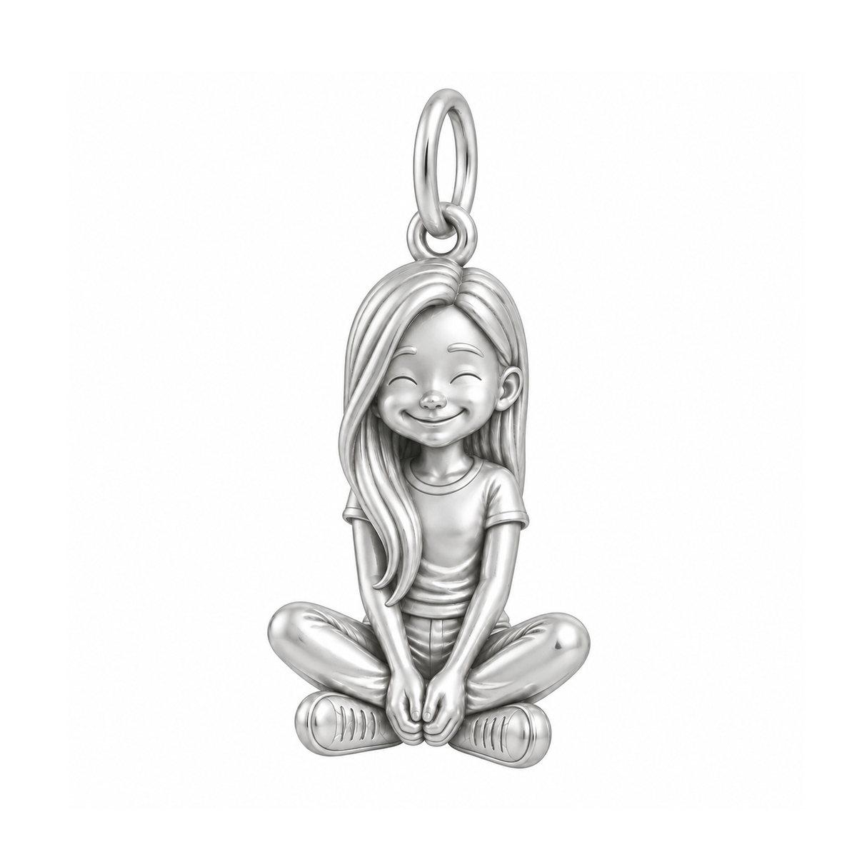 Slim / Long Sleek Hair / Silver — Little Girl Charm | little-girl-charm-2026-09-13