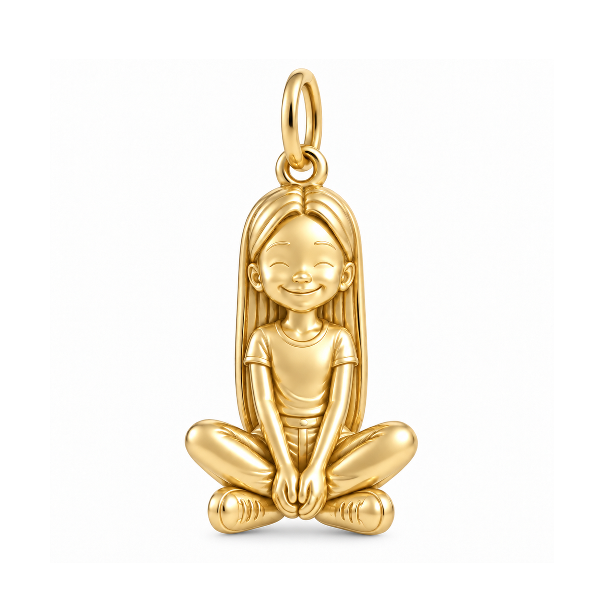 Slim / Long Straight Hair / Gold — Little Girl Charm | little-girl-charm-2026-09-13