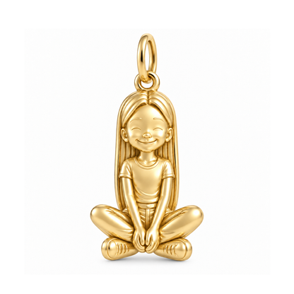Slim / Long Straight Hair / Gold — Little Girl Charm | little-girl-charm-2026-09-13
