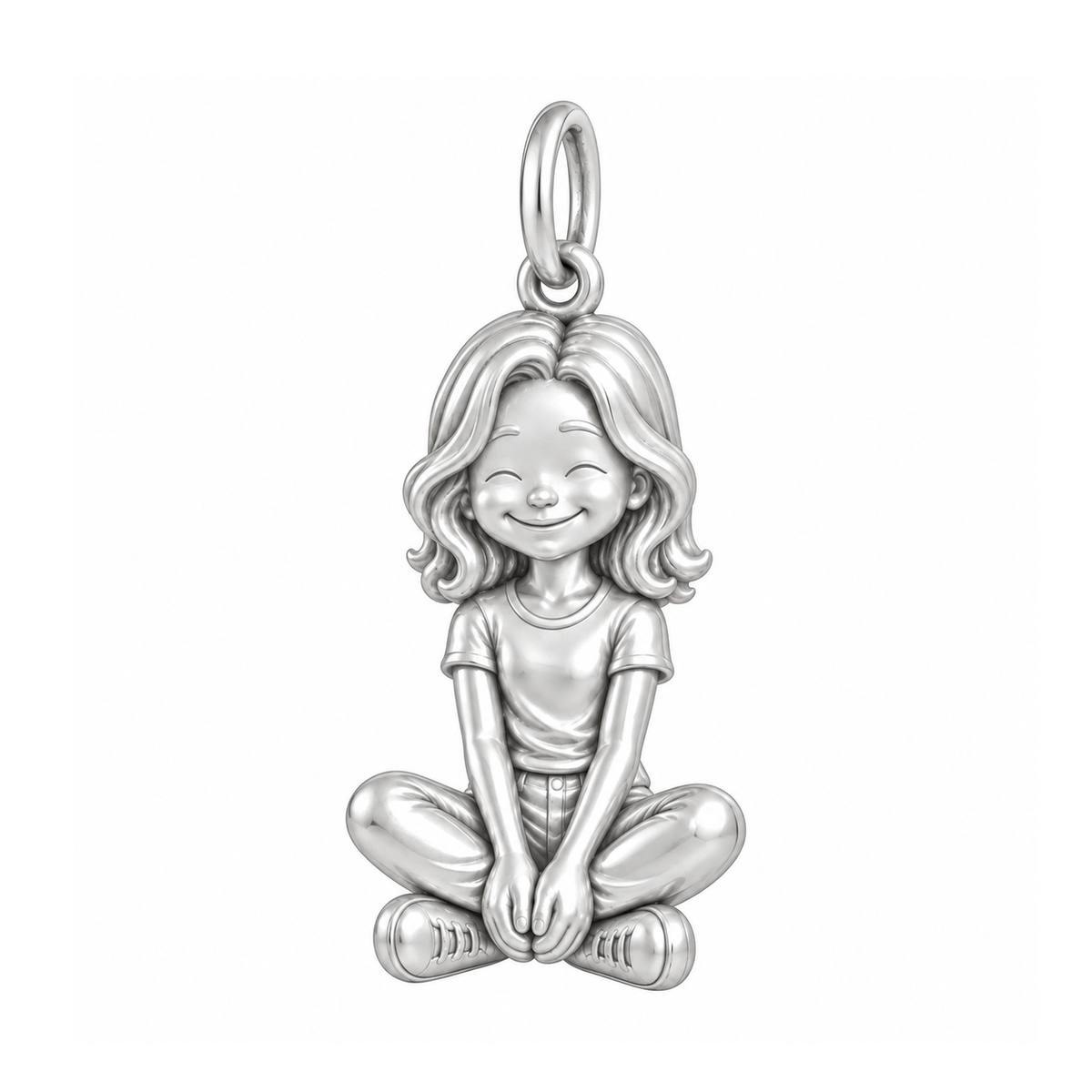 Slim / Wavy Lob / Silver — Little Girl Charm | little-girl-charm-2026-09-13