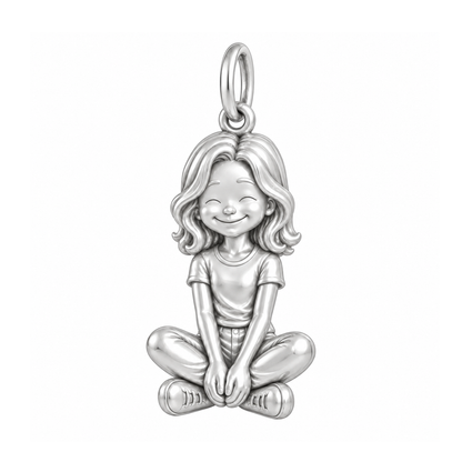 Slim / Wavy Lob / Silver — Little Girl Charm | little-girl-charm-2026-09-13