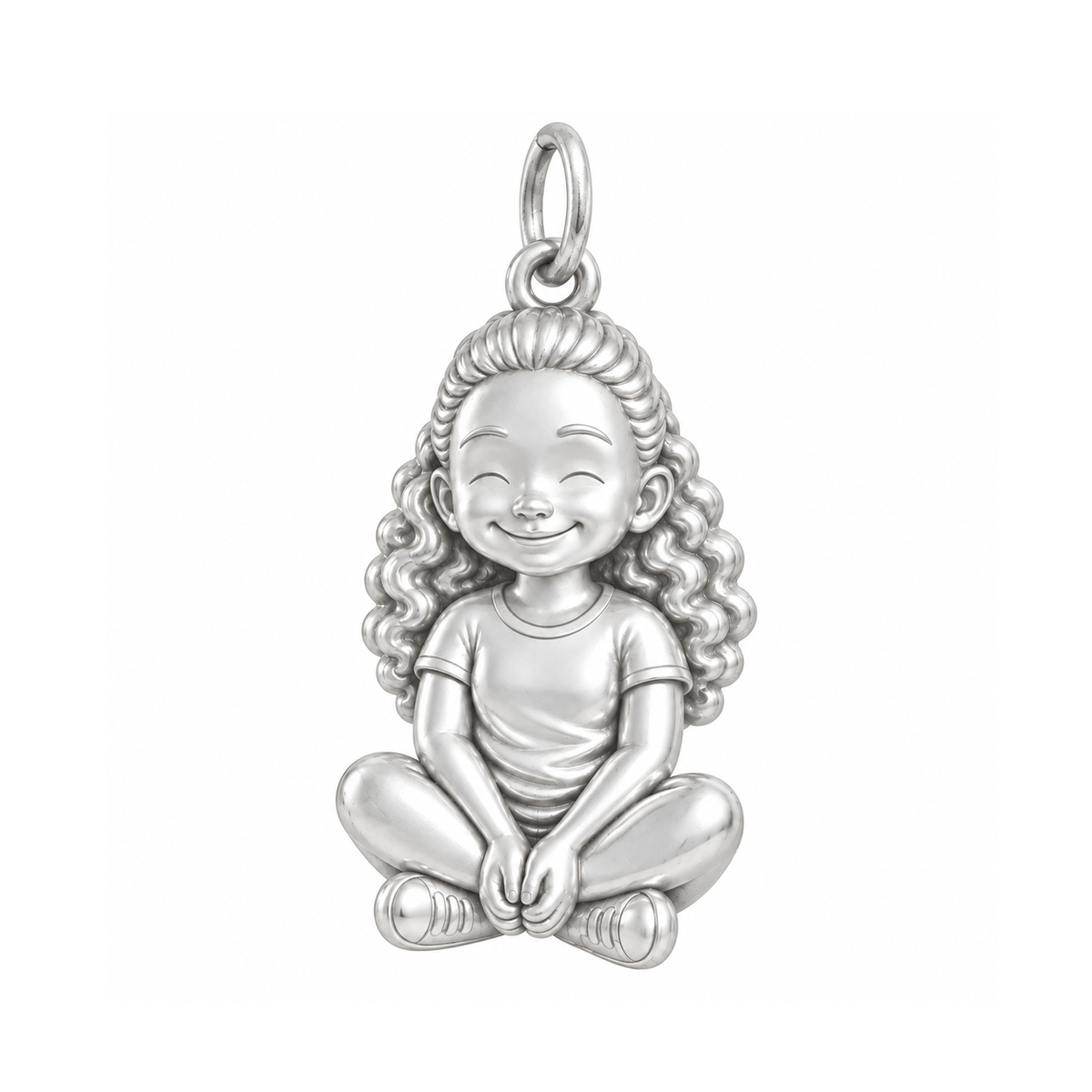 Soft / Half-Up Curls / Silver — Little Girl Charm | little-girl-charm-2026-09-13