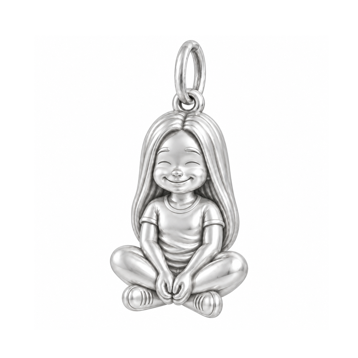 Soft / Long Straight Hair / Silver — Little Girl Charm | little-girl-charm-2026-09-13