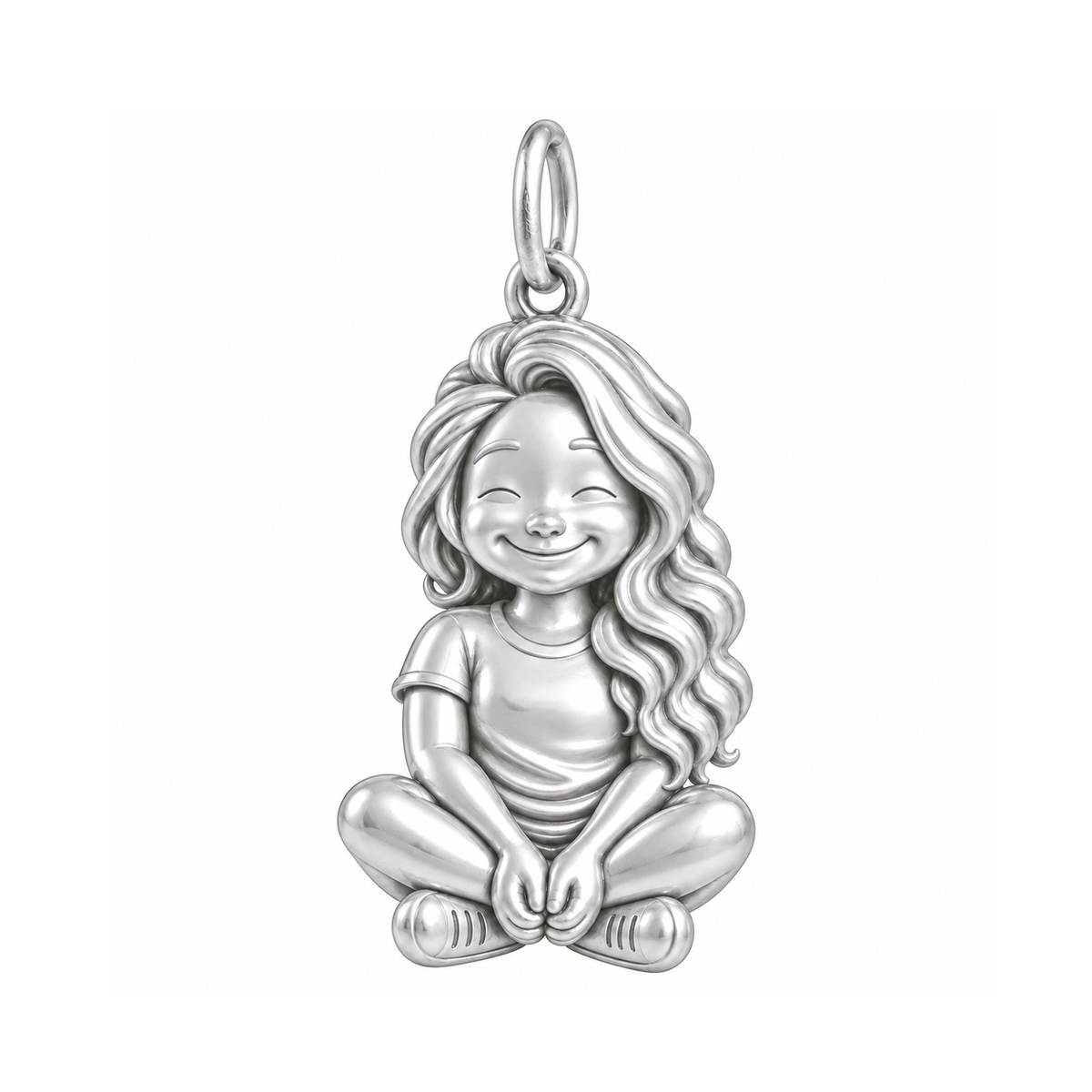 Soft / Side-Swept Waves / Silver — Little Girl Charm | little-girl-charm-2026-09-13