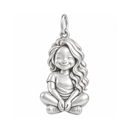 Soft / Side-Swept Waves / Silver — Little Girl Charm | little-girl-charm-2026-09-13
