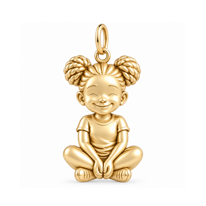 Soft / Space Buns / Gold — Little Girl Charm | little-girl-charm-2026-09-13