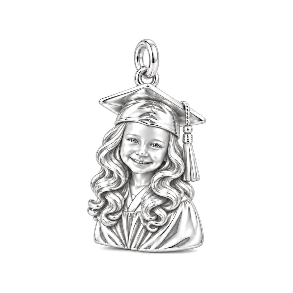 Little Graduate Charm Bracelet – Personalized Mom Gift – silver charm, front view