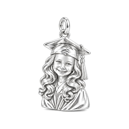 Little Graduate Charm Bracelet – Personalized Mom Gift – silver charm, front view