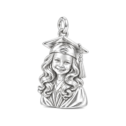 Little Graduate Charm Bracelet – Personalized Mom Gift – silver charm, front view