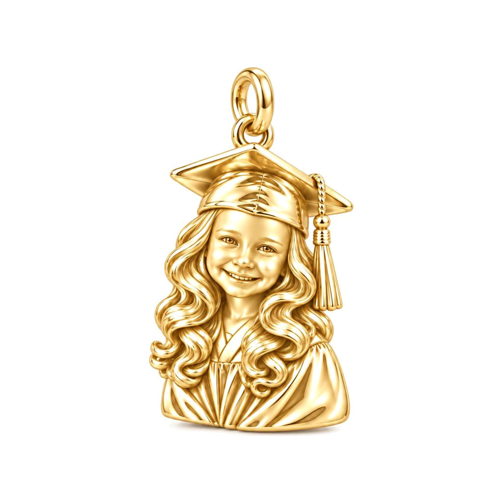 Little Graduate Charm Bracelet – Personalized Mom Gift – 18K gold charm, front view