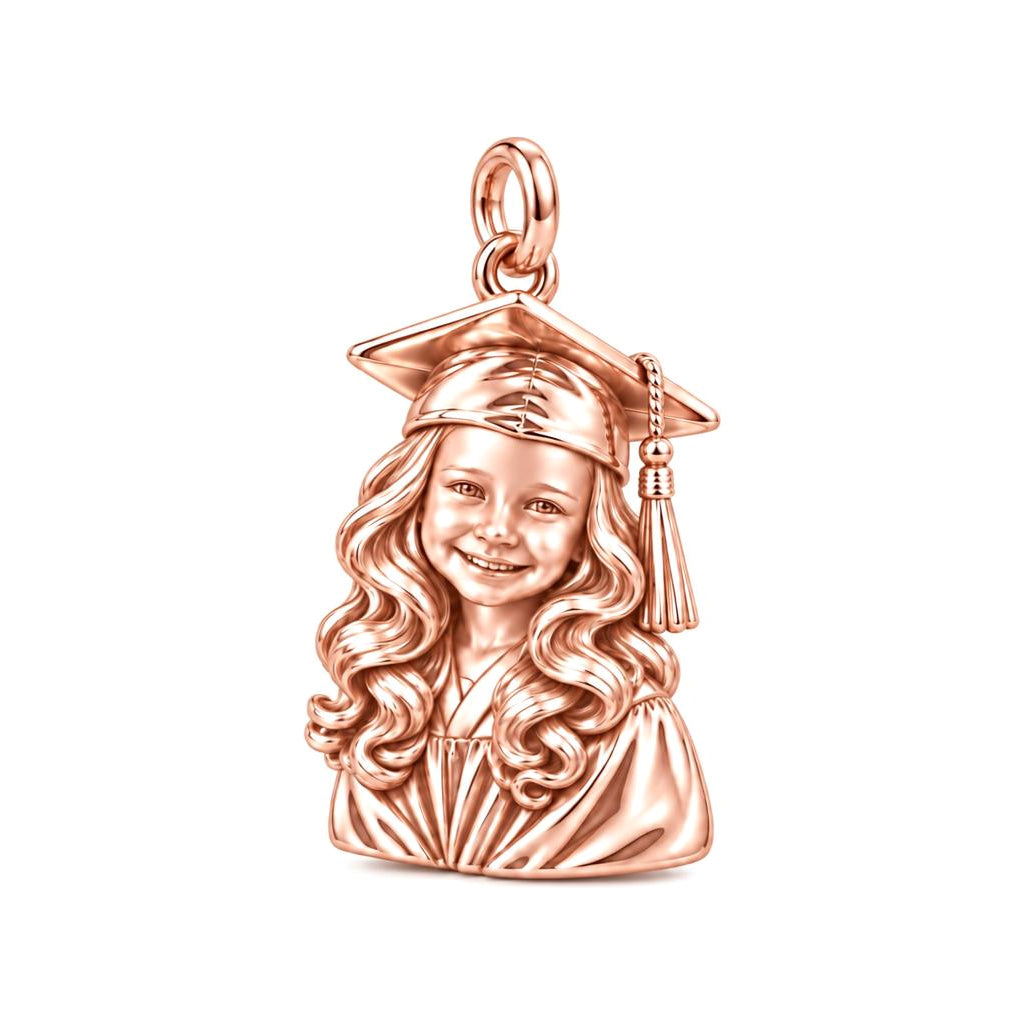 Little Graduate Charm Bracelet – Personalized Mom Gift – rose gold charm, front view