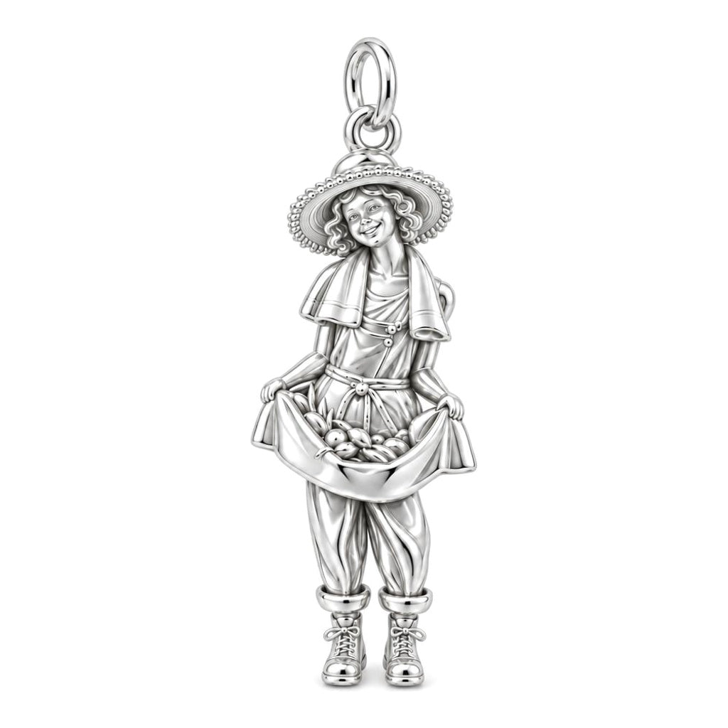 Little Harvester Charm Bracelet – Personalized Mom Gift – silver charm, front view
