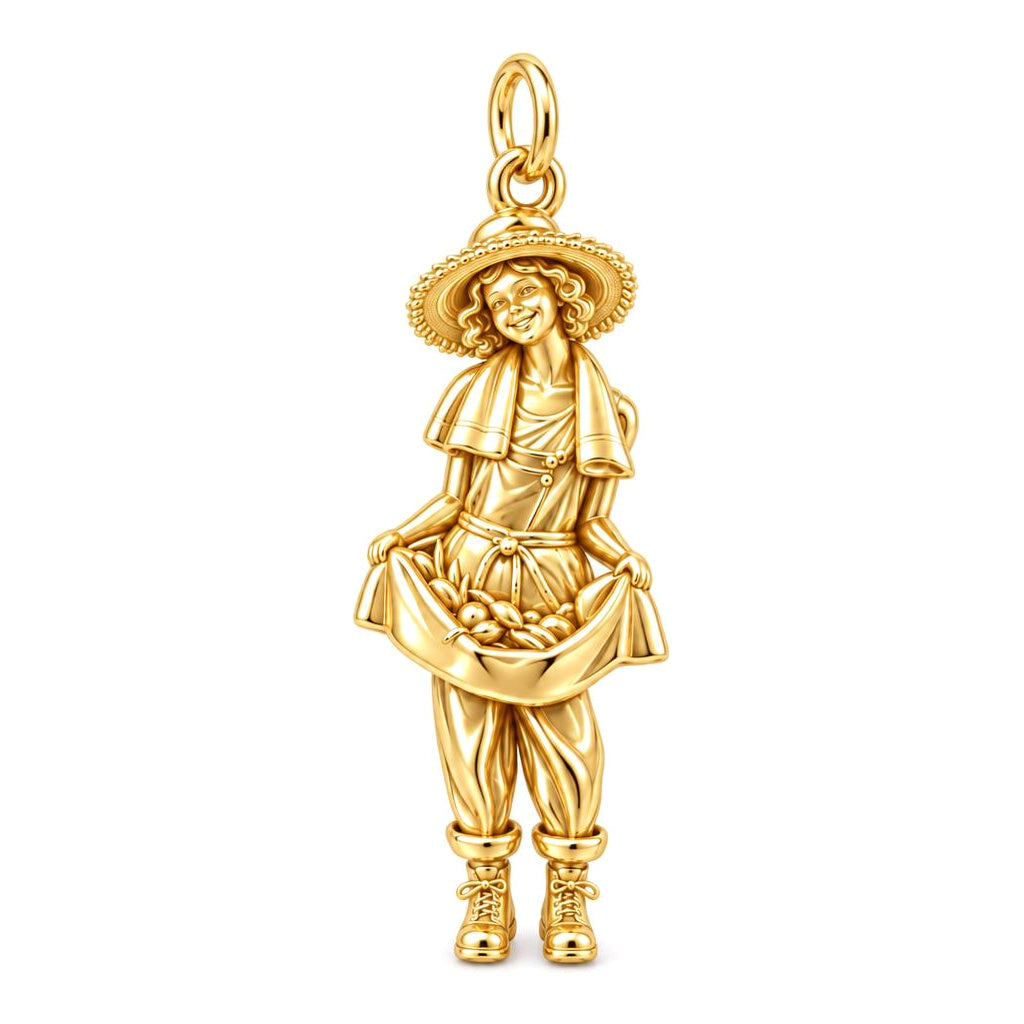 Little Harvester Charm Bracelet – Personalized Mom Gift – 18K gold charm, front view