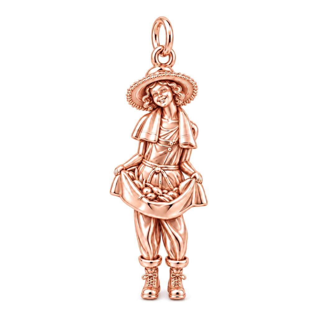 Little Harvester Charm Bracelet – Personalized Mom Gift – rose gold charm, front view