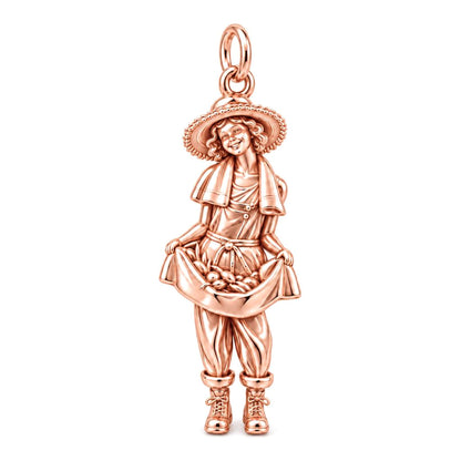 Little Harvester Charm Bracelet – Personalized Mom Gift – rose gold charm, front view