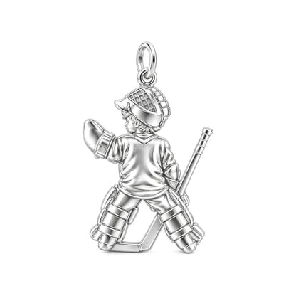 Little Hockey Goalie Charm Bracelet – Personalized Mom Gift – back of the charm, engraving area