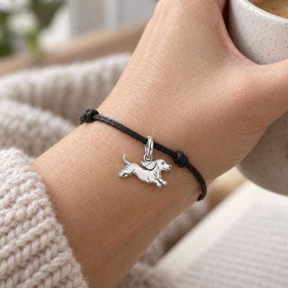 Little Joy Dachshund Charm and Polyester Cord Bracelet Set