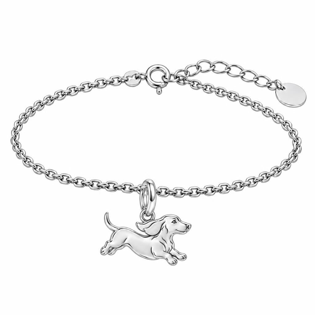 Little Joy Dachshund Charm Bracelet Set – silver, front view
