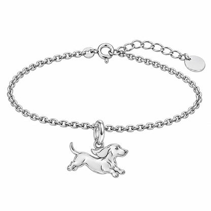 Little Joy Dachshund Charm Bracelet Set – silver, front view