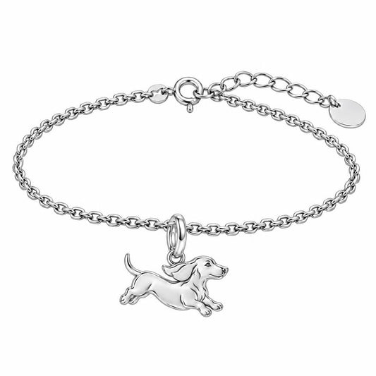 Little Joy Dachshund Charm Bracelet Set – silver, front view