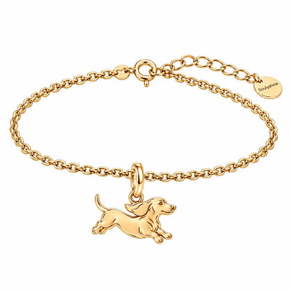 Little Joy Dachshund Charm Bracelet Set – 18K gold, front view