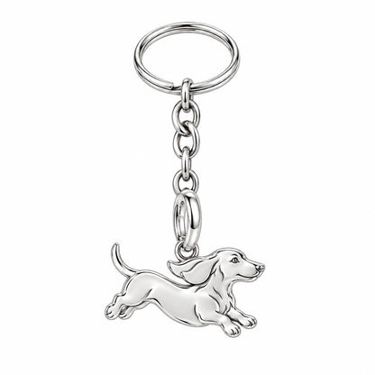 Little Joy Dachshund Charm Keychain – silver, front view