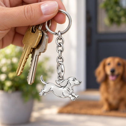 Little Joy Dachshund Charm Keychain – worn / in use