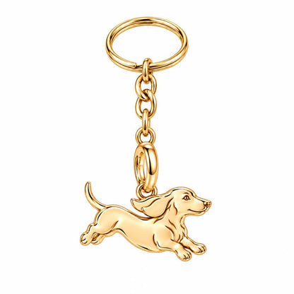 Little Joy Dachshund Charm Keychain – 18K gold, front view